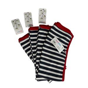 BOOWOO Baby Blanket Lot of 4 Blue Red Stripe Soft Organic Cotton 26in x 28in NWT
